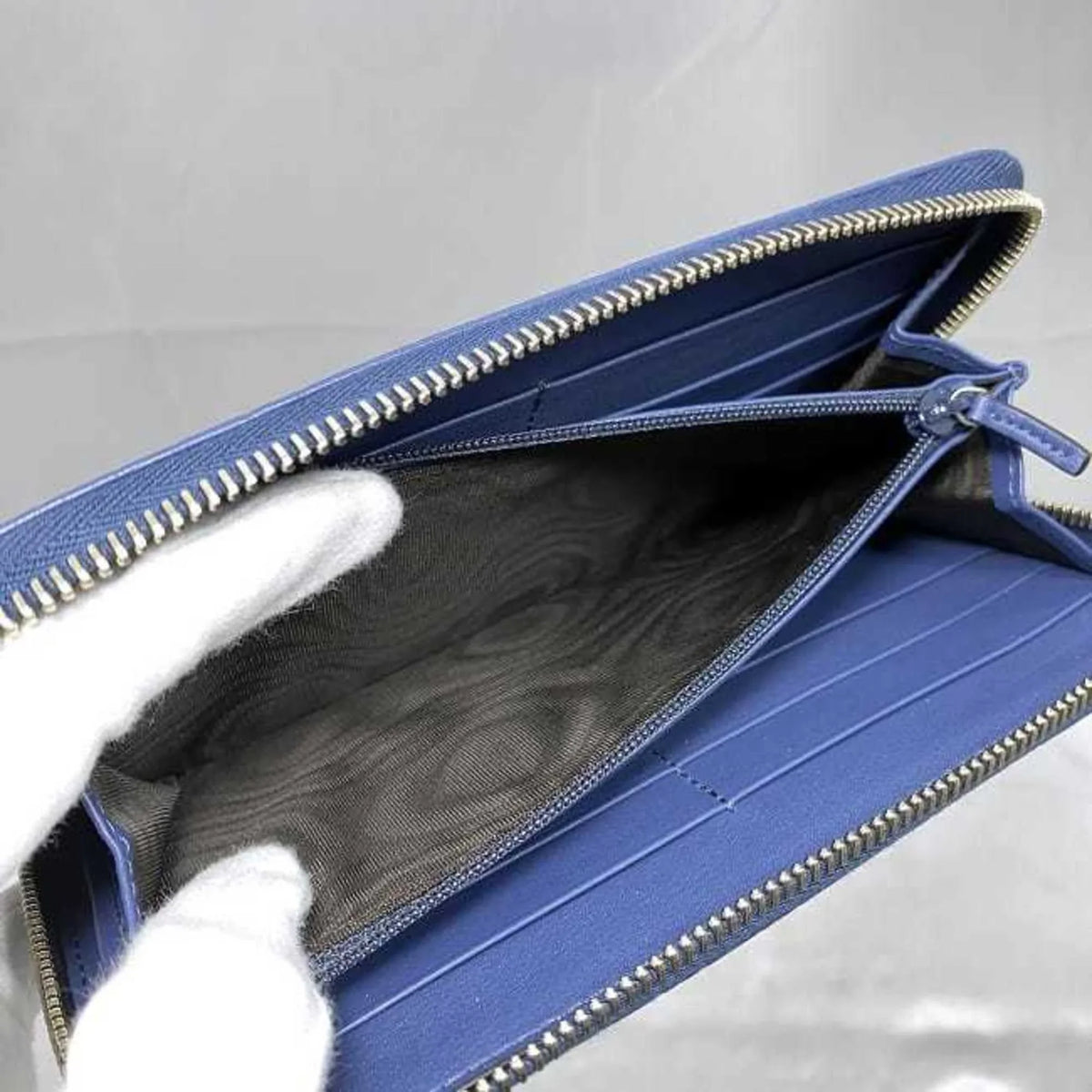 (Like Long 449391 Round Gucci Pre-Owned New) Leather Wallet GG GUCCI Navy Microsima