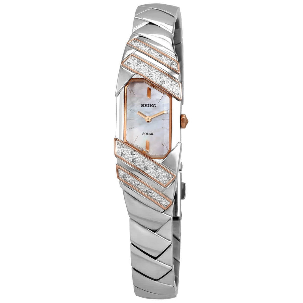 SUP332 Seiko Diamond Dial Steel with Pearl Women's and Watch Mother of Stainless a Solar