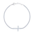 (Width- Cubic Women Zirconia Cross Silver Fancy for 13mm) Sterling Bracelet 925 Auriga