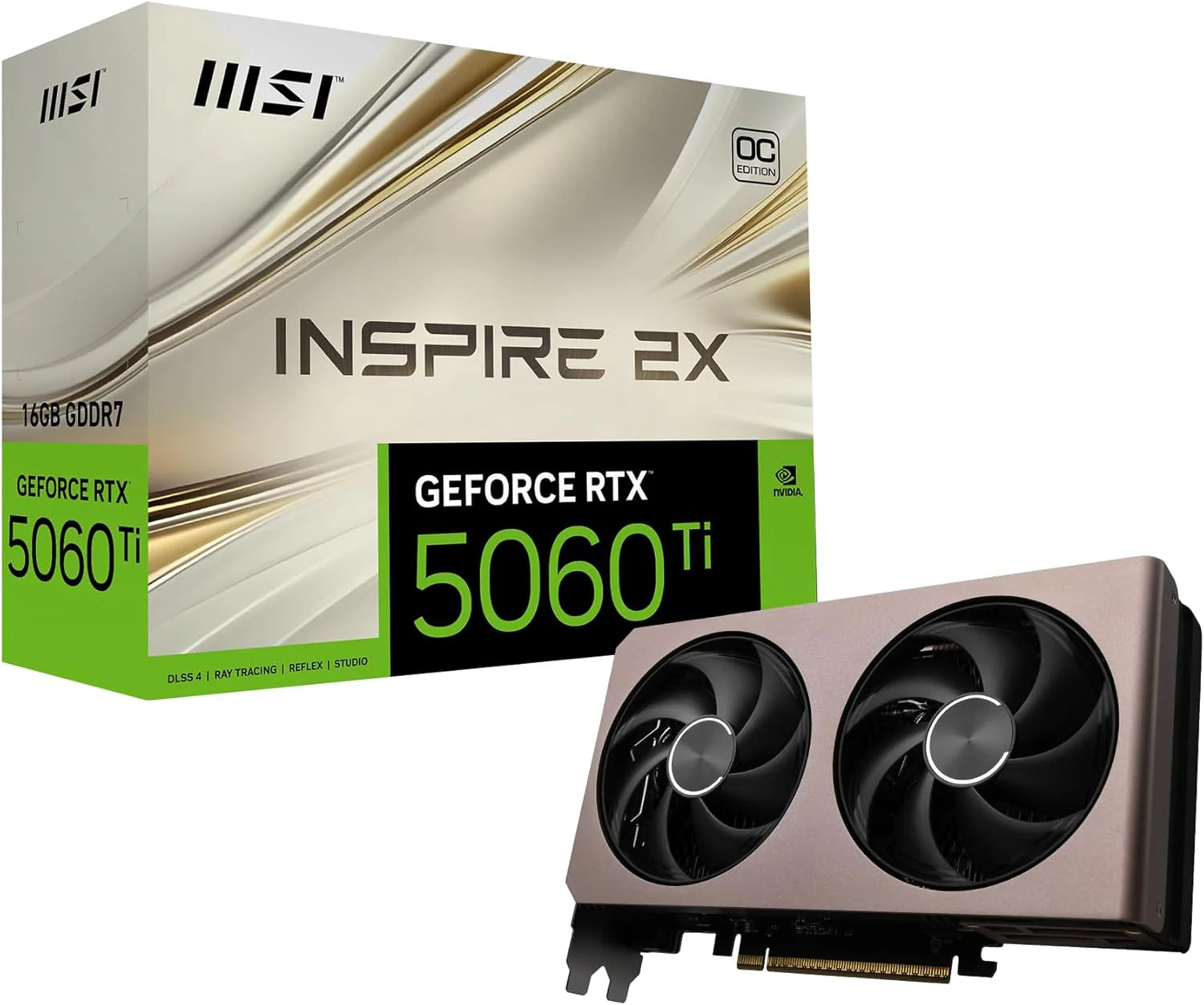 Msi Karta Graficzna Nvidia Geforce Rtx 5060 Ti 8G Ventus 2X Oc Plus - 8 Gb Gddr7 (28 Gb/S /128 Bits), Pcie 5.0 - Podwójny Wentylator (2 X Wentylatory