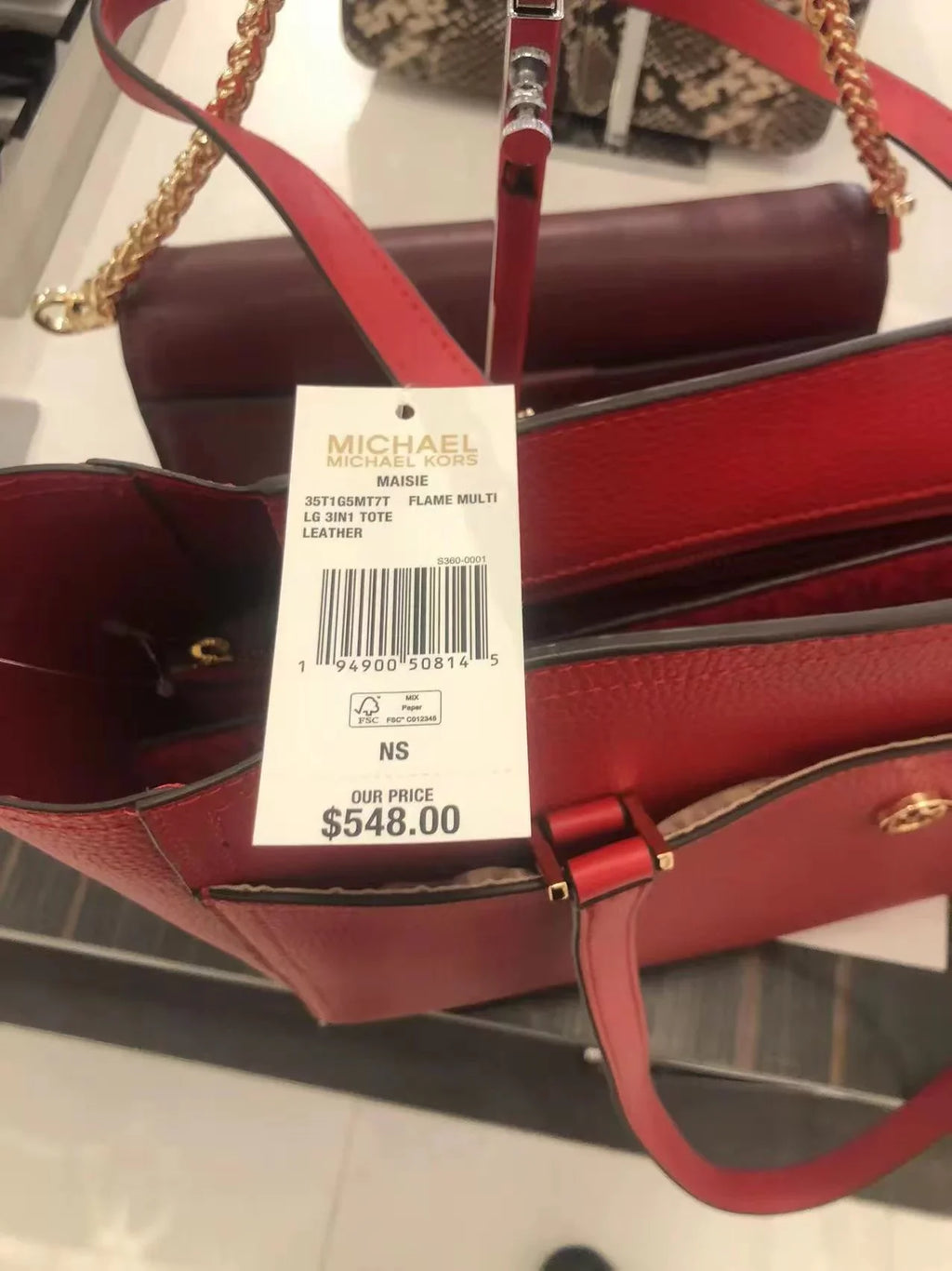 Michael 35T1G5Mt7T Pebbled Maisie Bag Leather 3-In-1 Tote Kors In Flame Multi Large