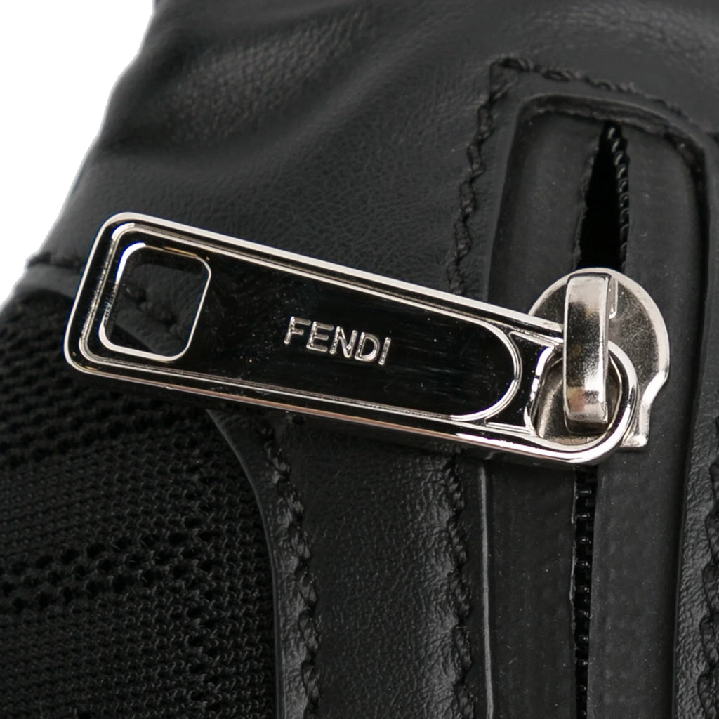 Knit Neoprene Bag Belt Pocket Perforated Grace Black Unisex Fendi Pre-Owned (Good) Vitello Authenticated Fabric FF