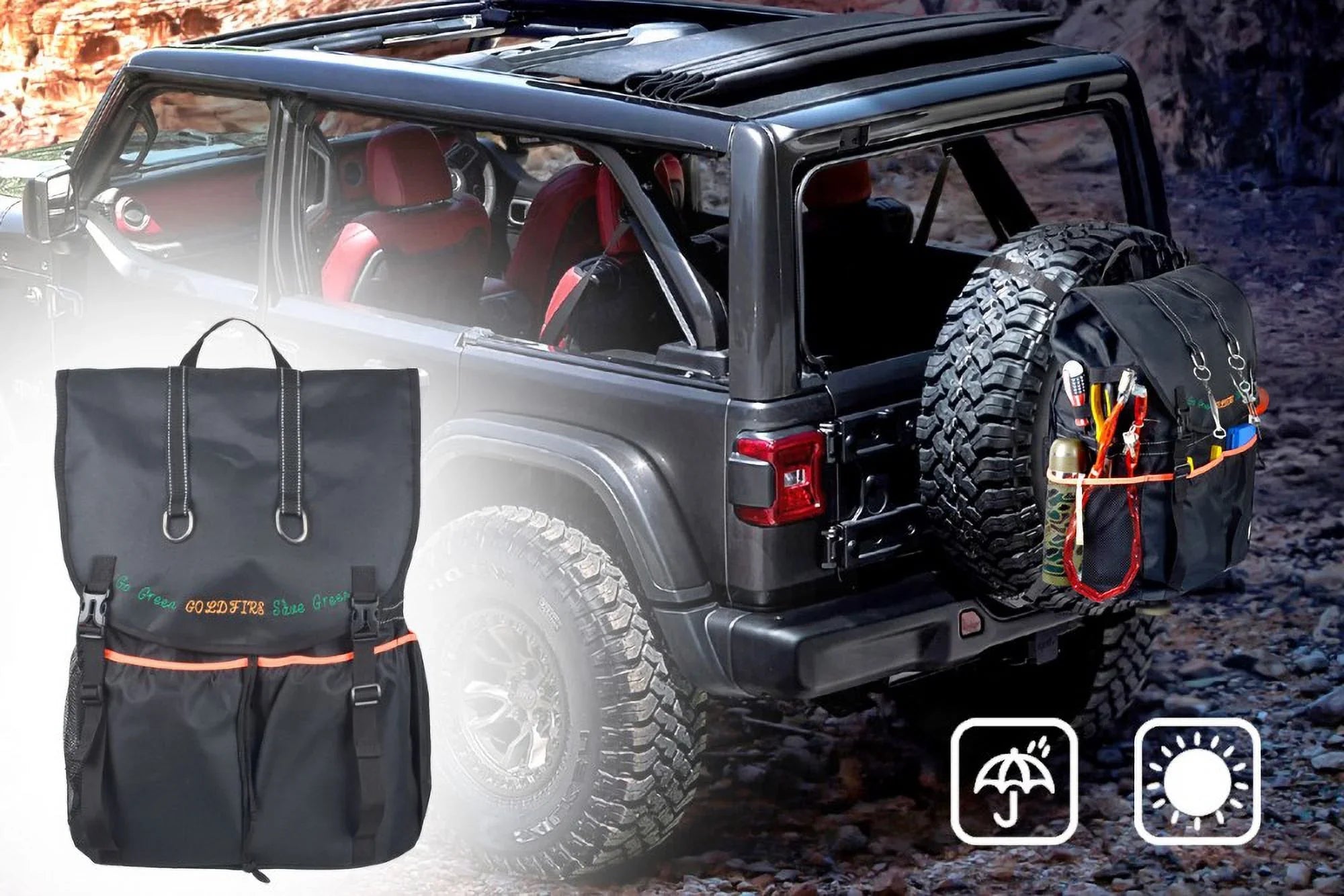 Large Organizer Wrangle Tire Trunk JK Tool SUV Spare Off-Road Backpack Recovery Bag Capacity For Trash Outdoors JL Tire Storage