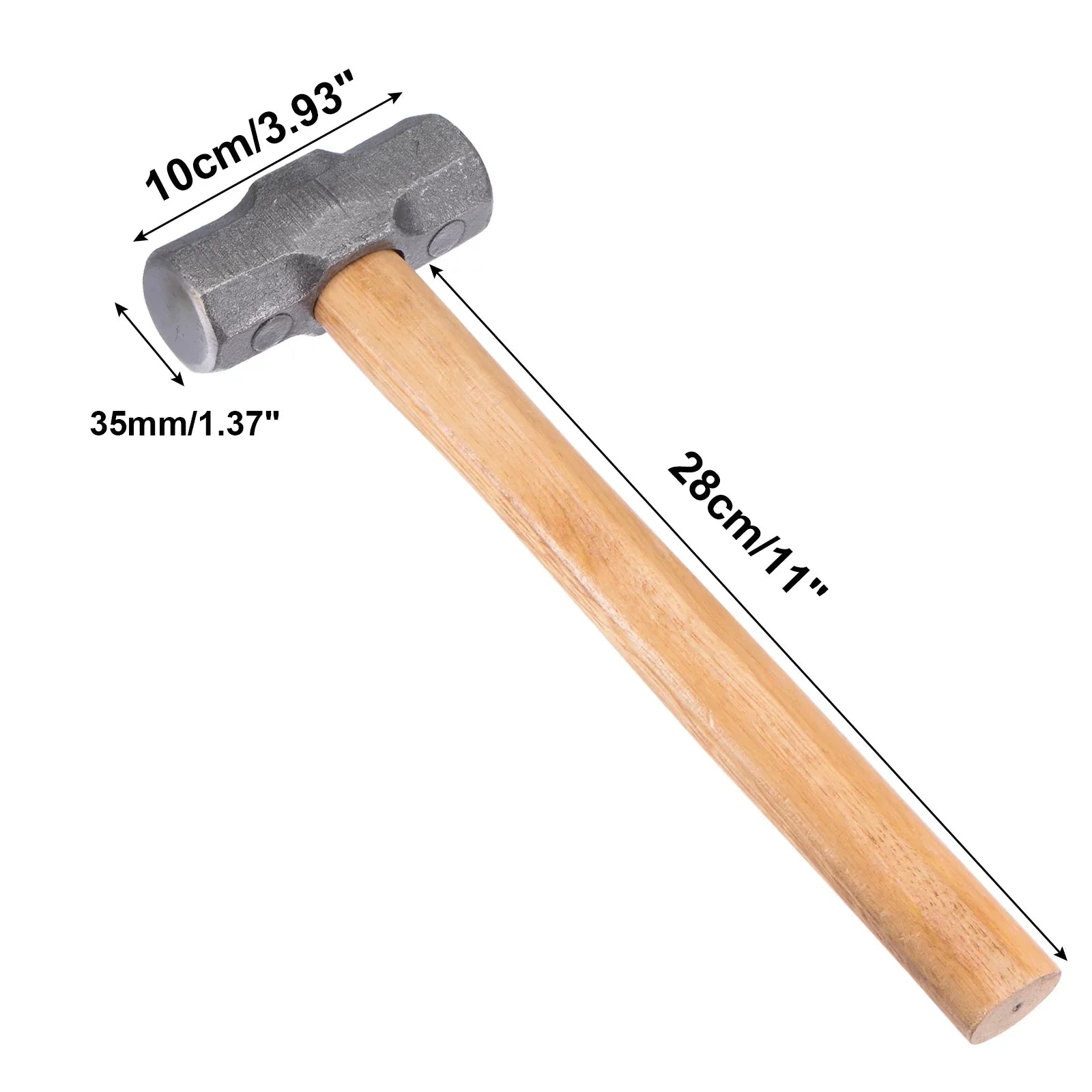 Uxcell Hammer 850g Hammer Home Head Engineer Handle with for Forged Industry Double 11" Sledge Wood Steel Face