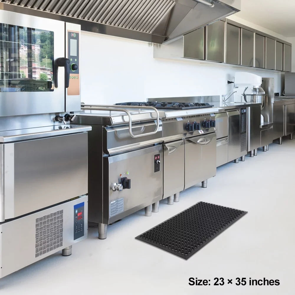 Bar Anti-Fatigue Duty Rubber Non-Slip Drainage Hexagonal 60*90cm Multi-Functional Mat Large Black Industrial Heavy Kitchen Non-Slip Mat
