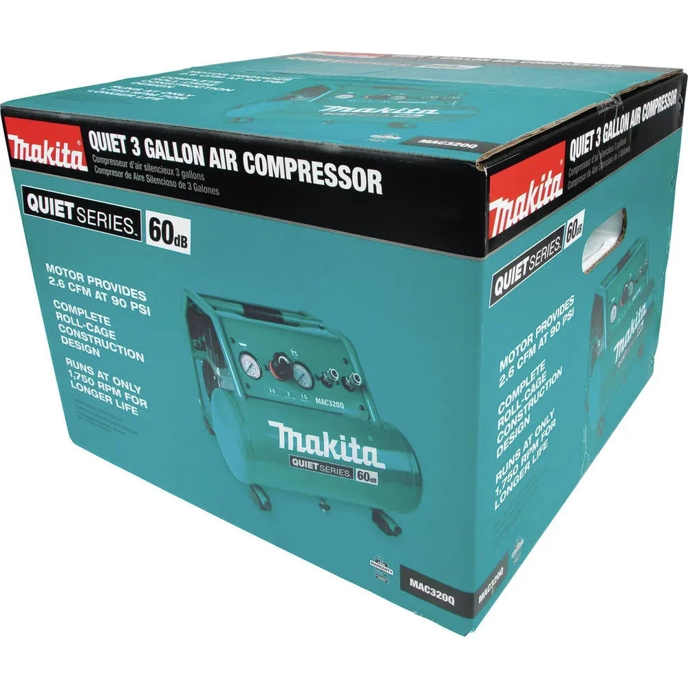 Makita Compressor Gallon 3 Quiet Oil-Free Carry oxygen MAC320Q 1-1/2 Series HP Hand