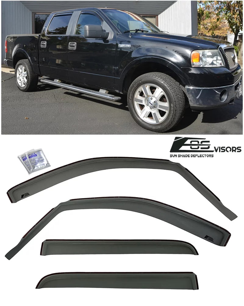 Store Deflectors in-Channel Window Visors Vents Models F-150 Rain Ford Side Crew Online for EOS 2004-2008 Style Cab Guard Extreme