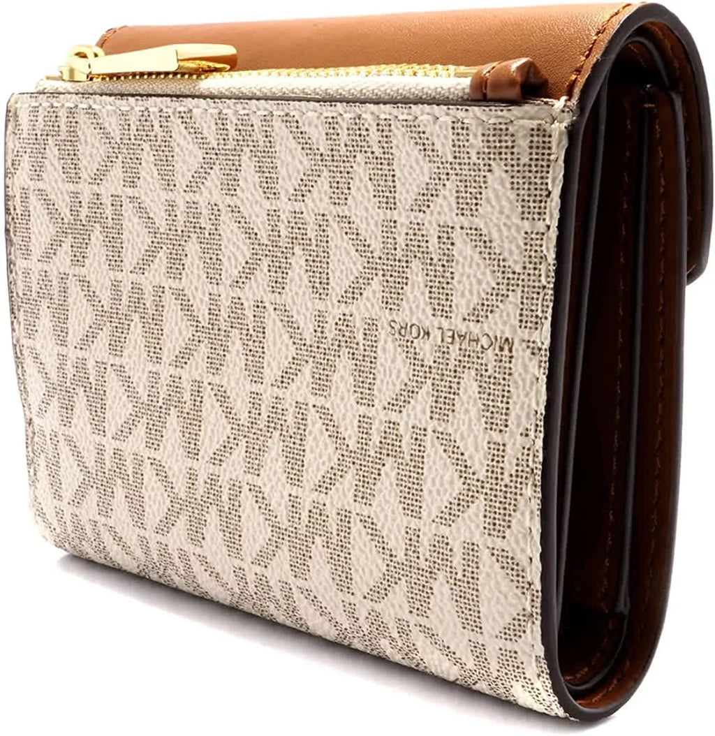 Carmen Kors Wallet Vanilla/Acorn Ladies Logo Envelope Michael - Signature Medium Tri-Fold