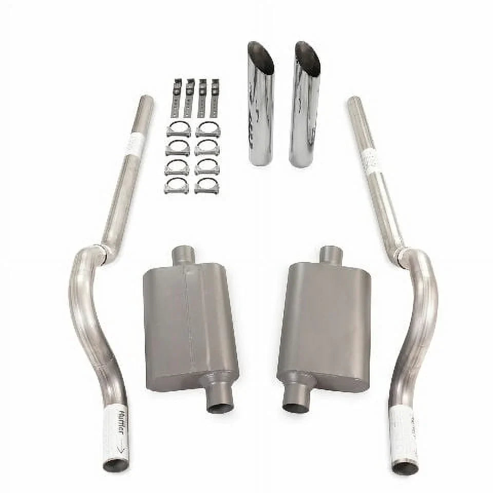 B 2.5" Exhaust Car Exit Dual 62-74 Mopar Body Rear Kit Tip SW 2 Chamber