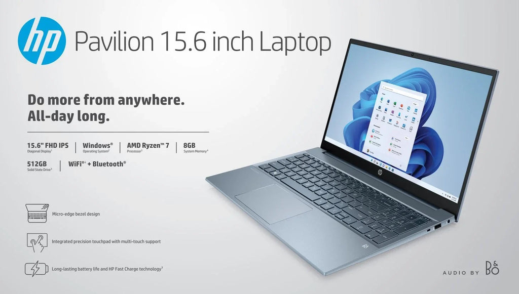 HP 15.6" 15-eh1070wm 11, 7-5700U, , Windows 8GB 512GB Horizon RAM, FHD, AMD Pavilion Ryzen SSD,