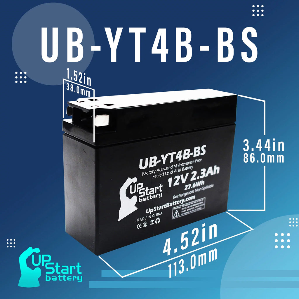 2015 UpStart 110CC 3-Pack for TTR110E 2.3Ah, Replacement Maintenance Factory 12V, Battery Free, - Motorcycle Activated, Battery Yamaha UB-YT4B-BS