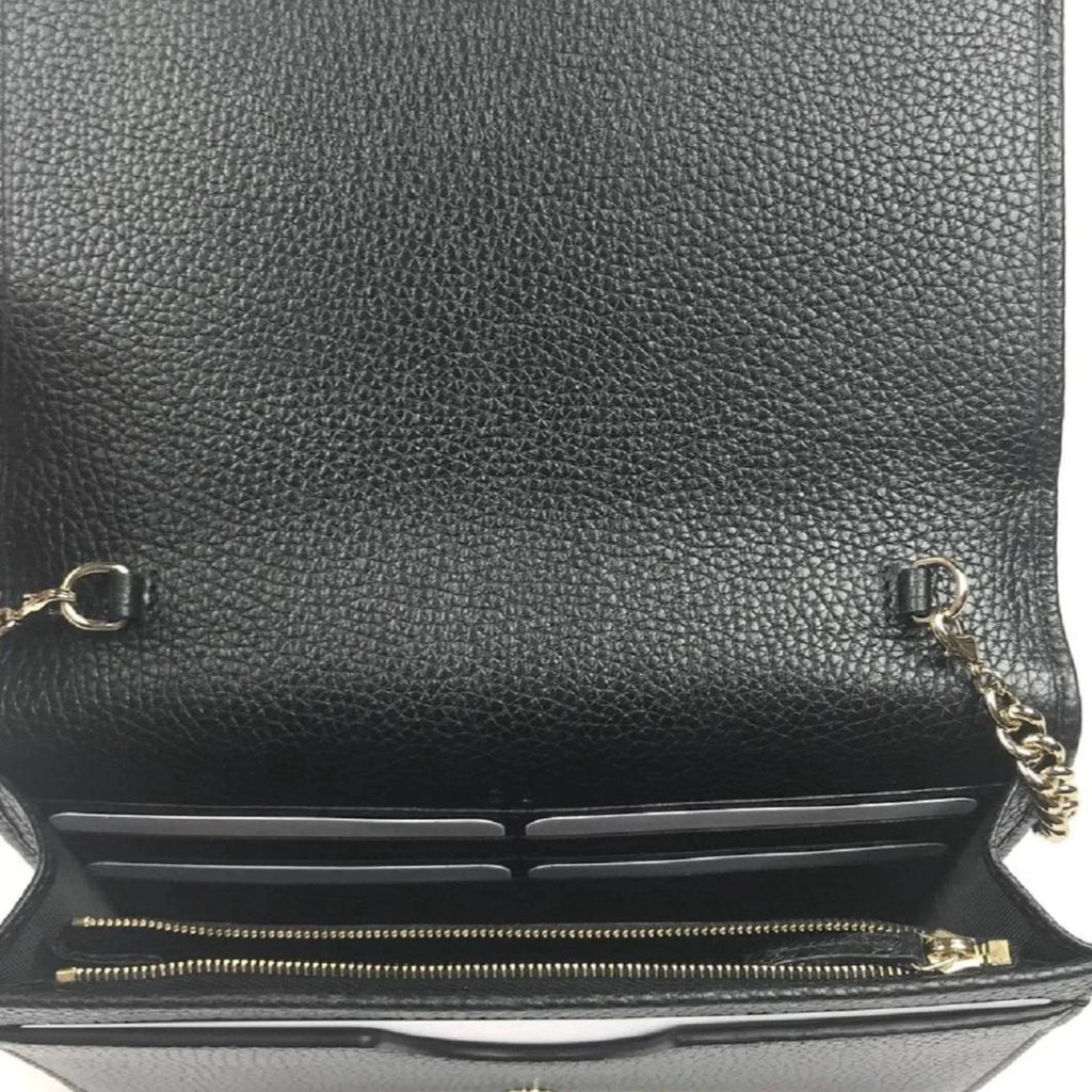 Gucci Bag Cross Leather Wallet Black Body on Soho Chain