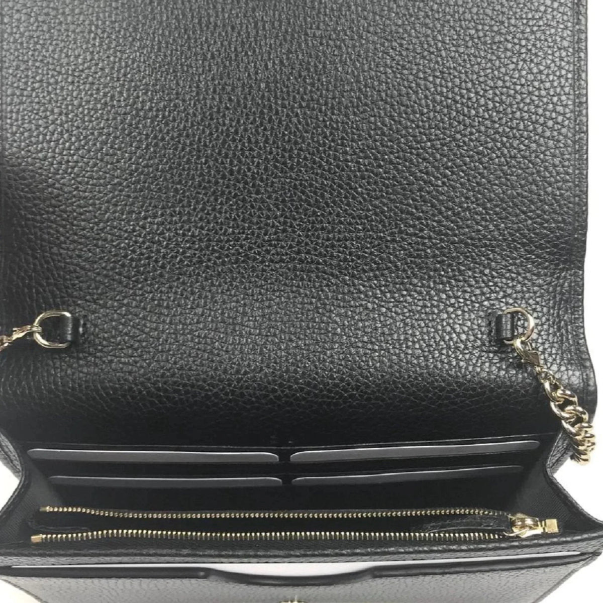 Gucci Bag Cross Leather Wallet Black Body on Soho Chain