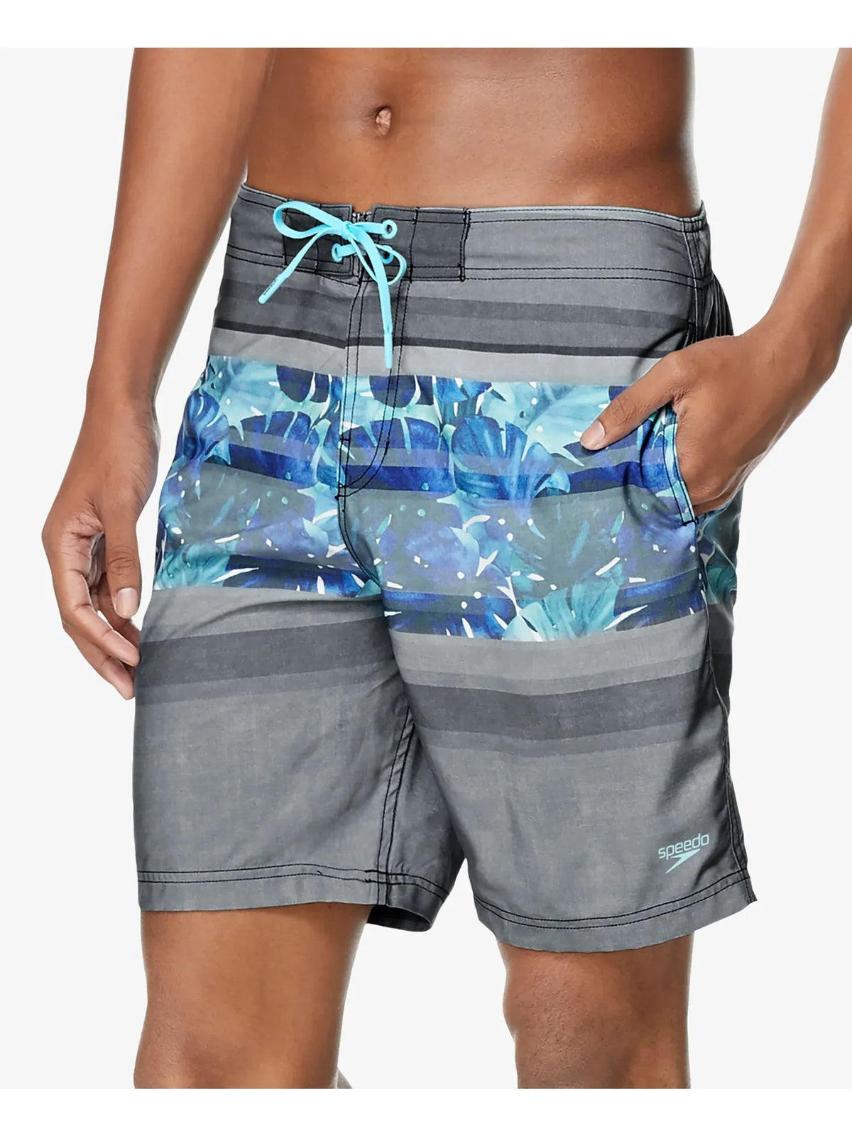 SPEEDO Drawstring, Stretch Shorts Bondi XXL Mens Gray Horizon