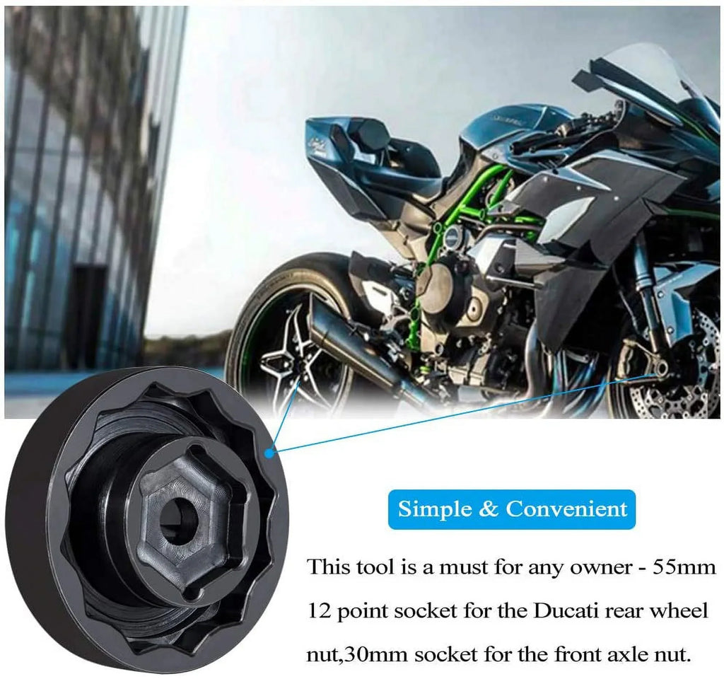 55mm) ATVs Front Wheel 1199 1198 (30mm Nut Bike Tool Diavel Rear Ducati Socket Multistrada + Motorcycle Axle Super 1098 for Panigale