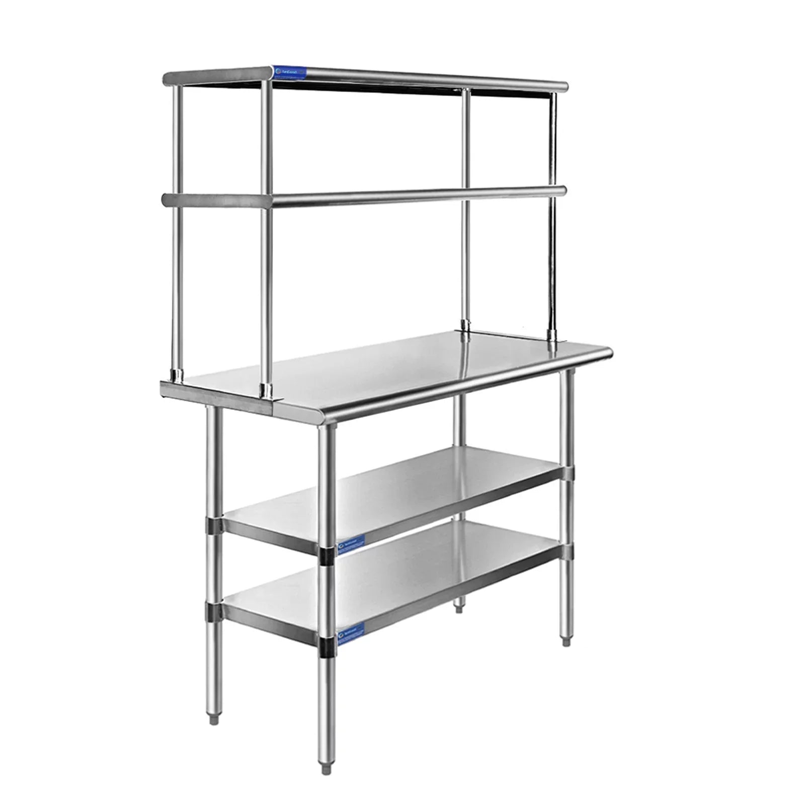 Wide Shelving | | Work Combo Kitchen Table Tier Table Two Stainless Metal Prep Shelves Overshelf Double With x & 60" 24" 18" Steel