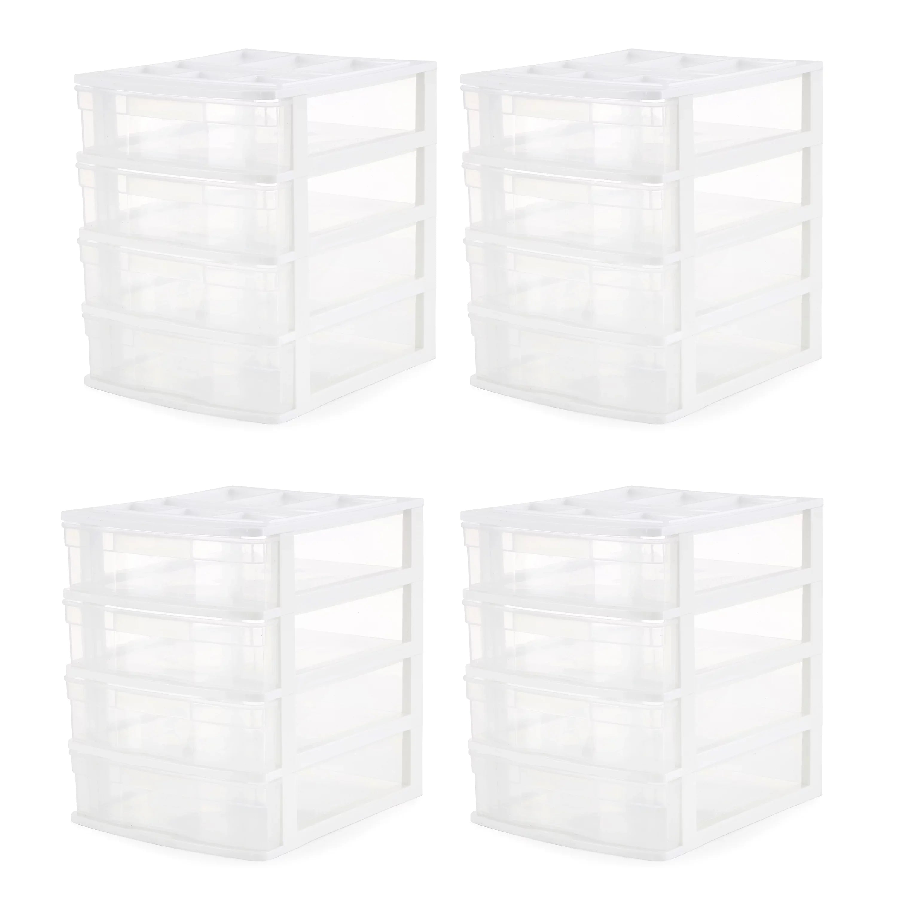 4 Storage (4 Drawer Lid, Organizer Living Desktop Gracious Pack) White w/