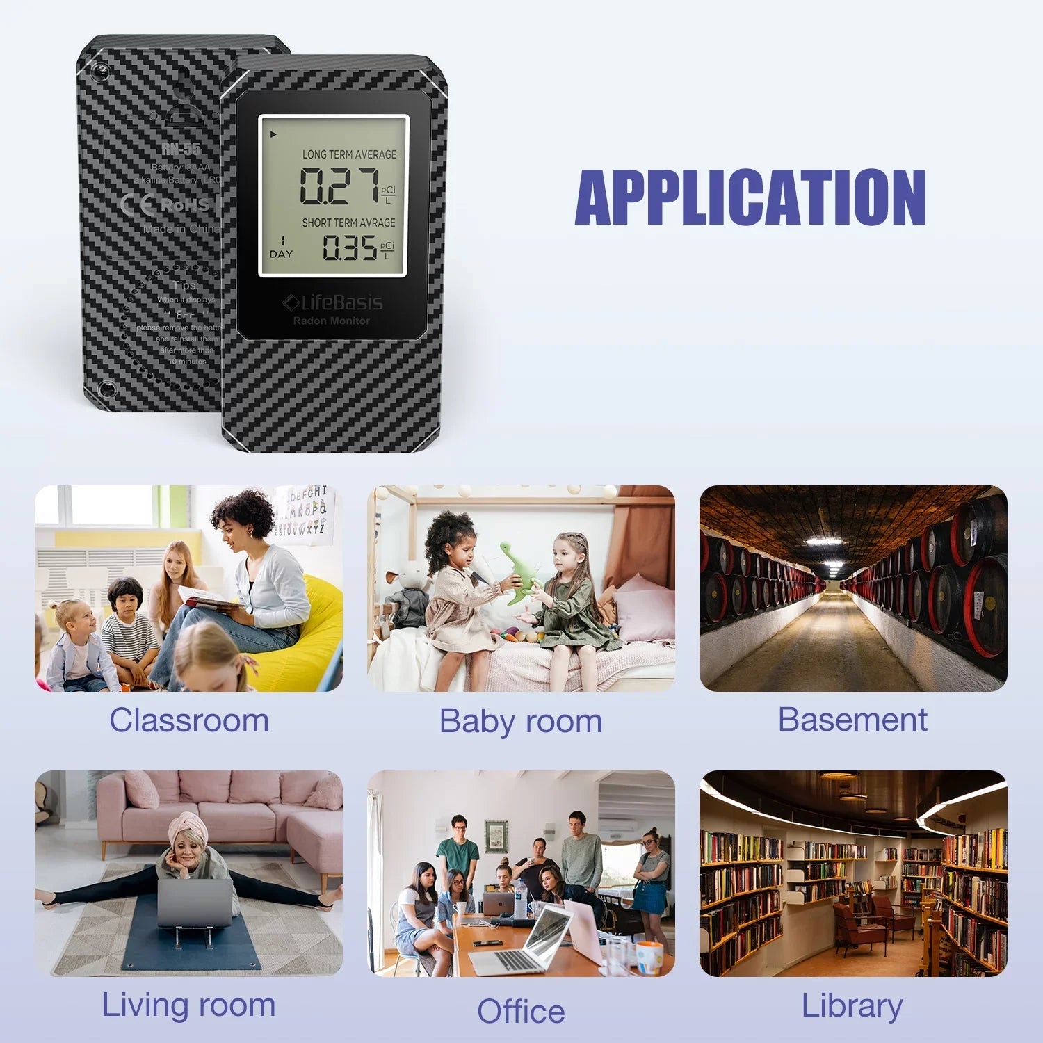 Digital Radon Battery Operated Detector Detector Home Radon Basis movable Life