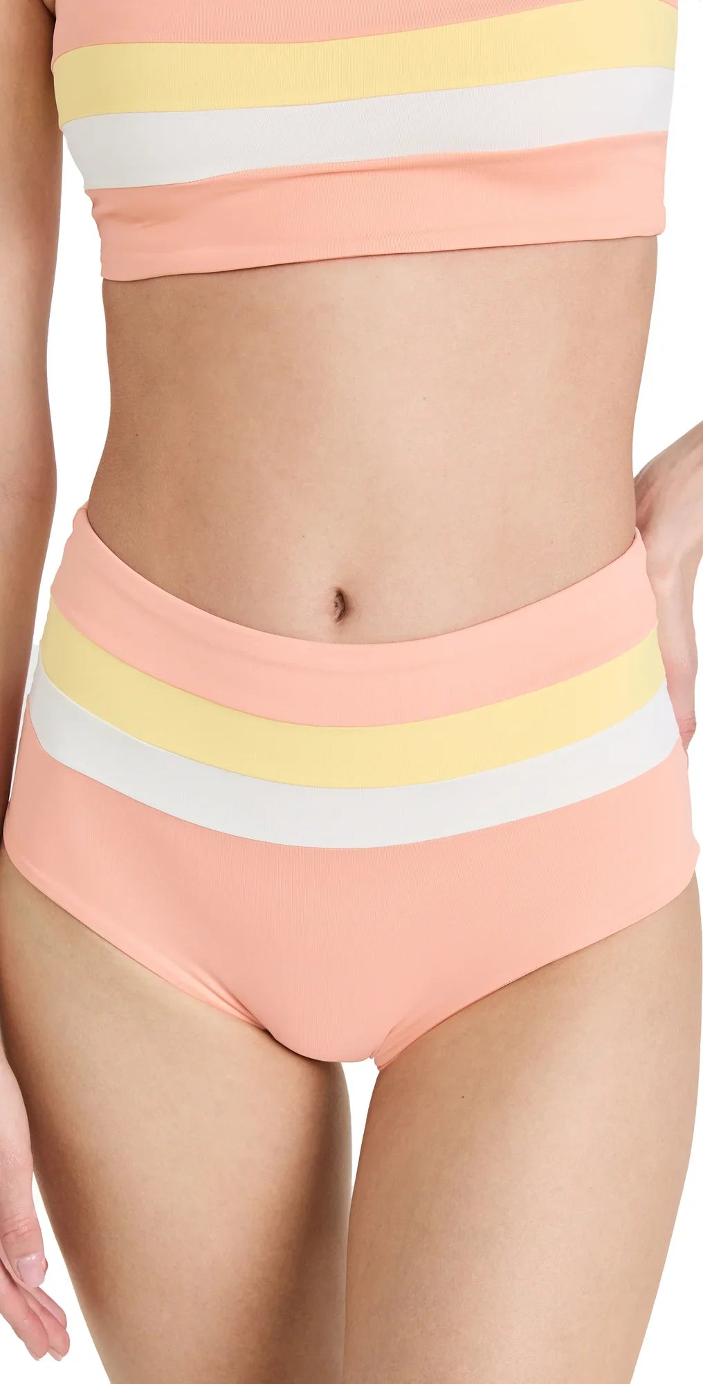 Space Portia Womens Waist High Swim L Striped Bottom Separates