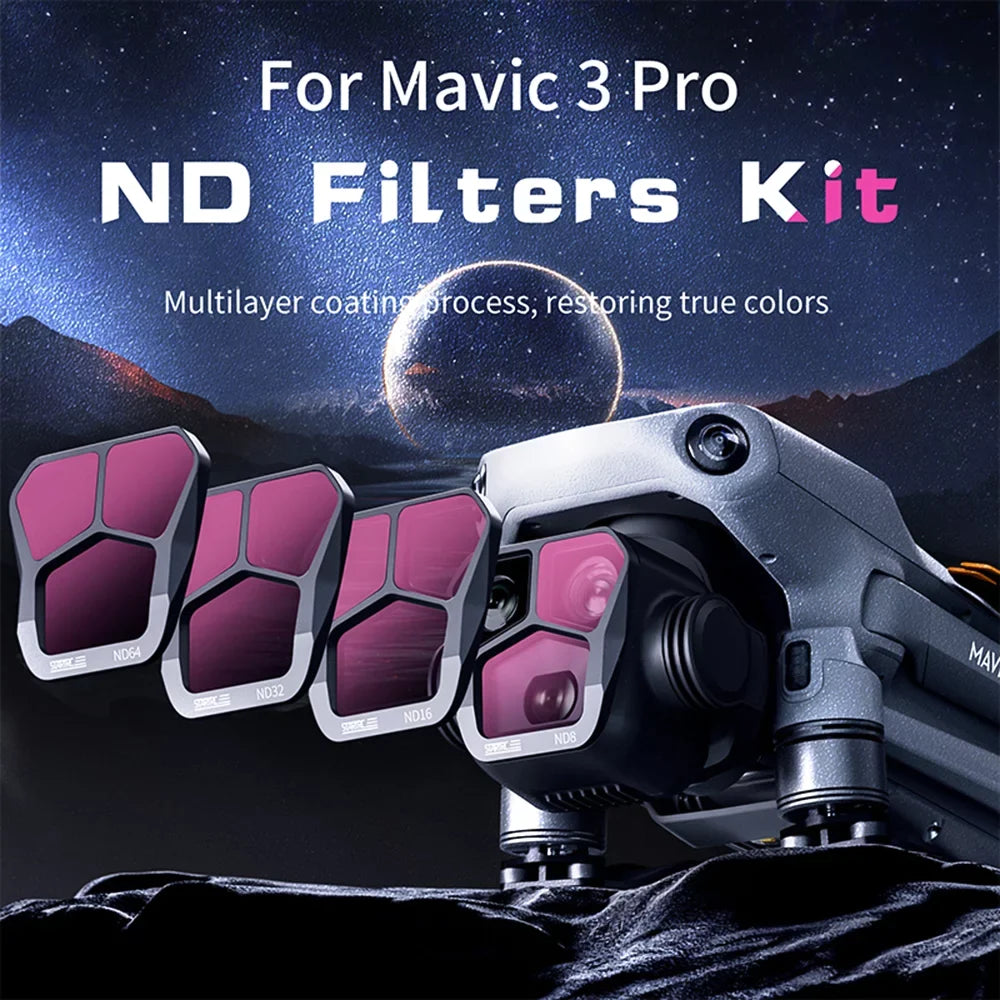 Glass DJI Mavic Lens -reflective Optical Filter Compatible Coatings ND8/ND16/ND32/ND64 4-Pack Waterproof Pro AGC with moobody Filters 3 Aluminum Scratch-resistant Material