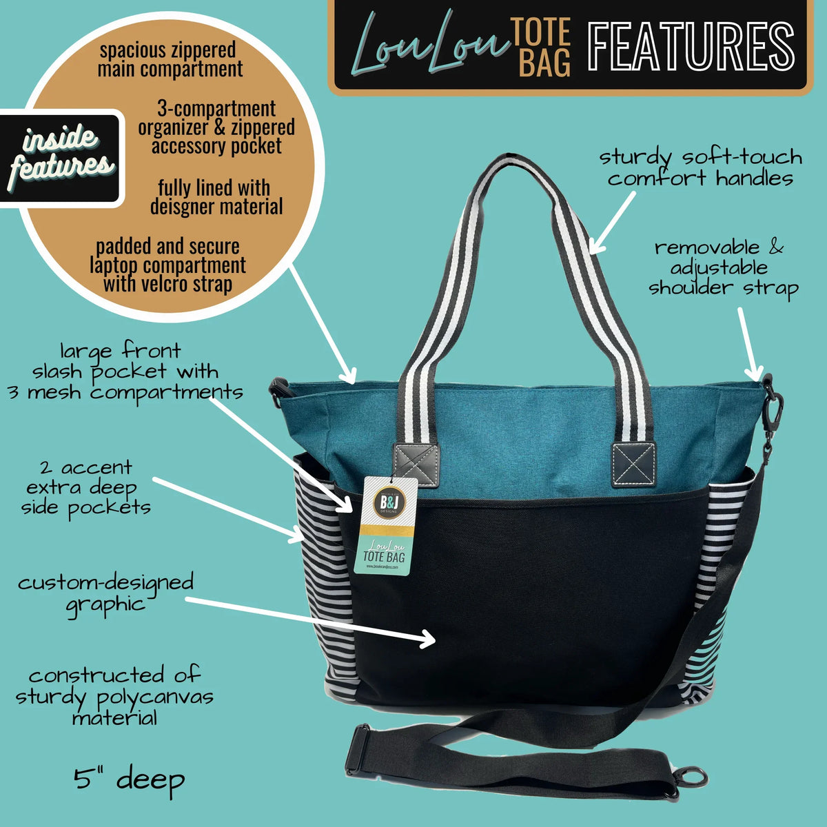 Nana Teal Tote for Bag Getaway LouLou Grandmothers