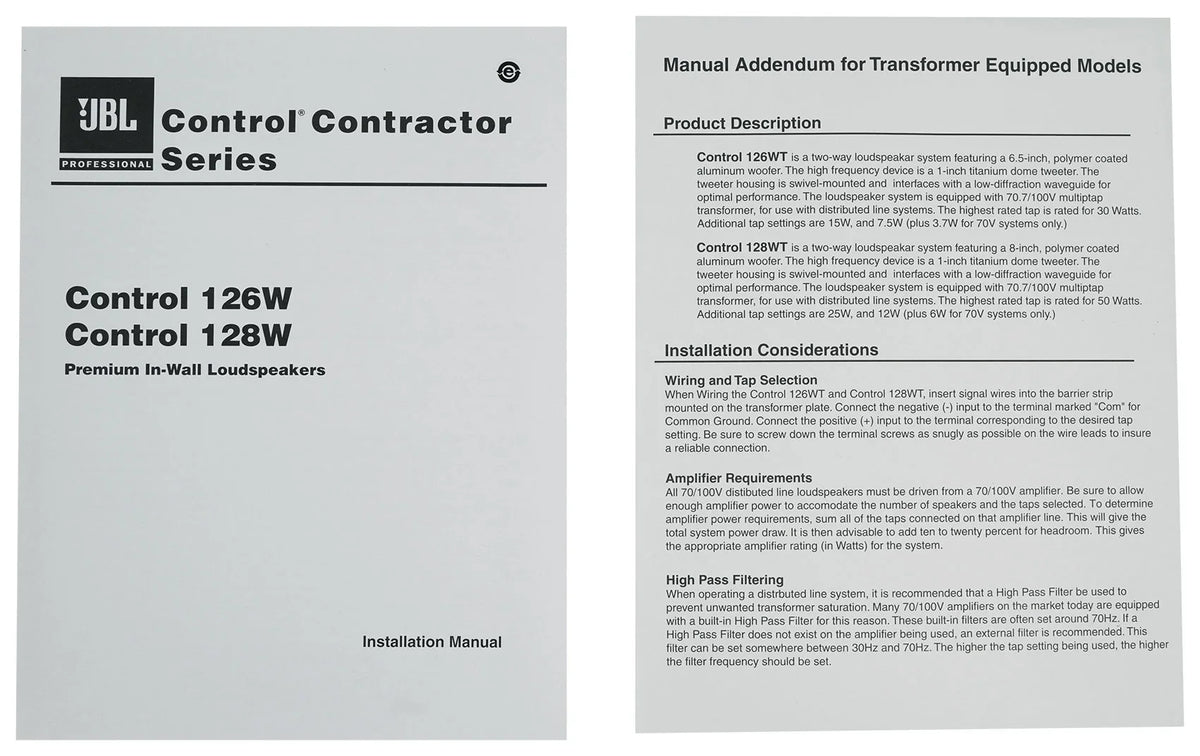 W Pair In-Wall 6.5" Home/Restaurant/Bar/Cafe 2-Way 126 Speakers For JBL Control