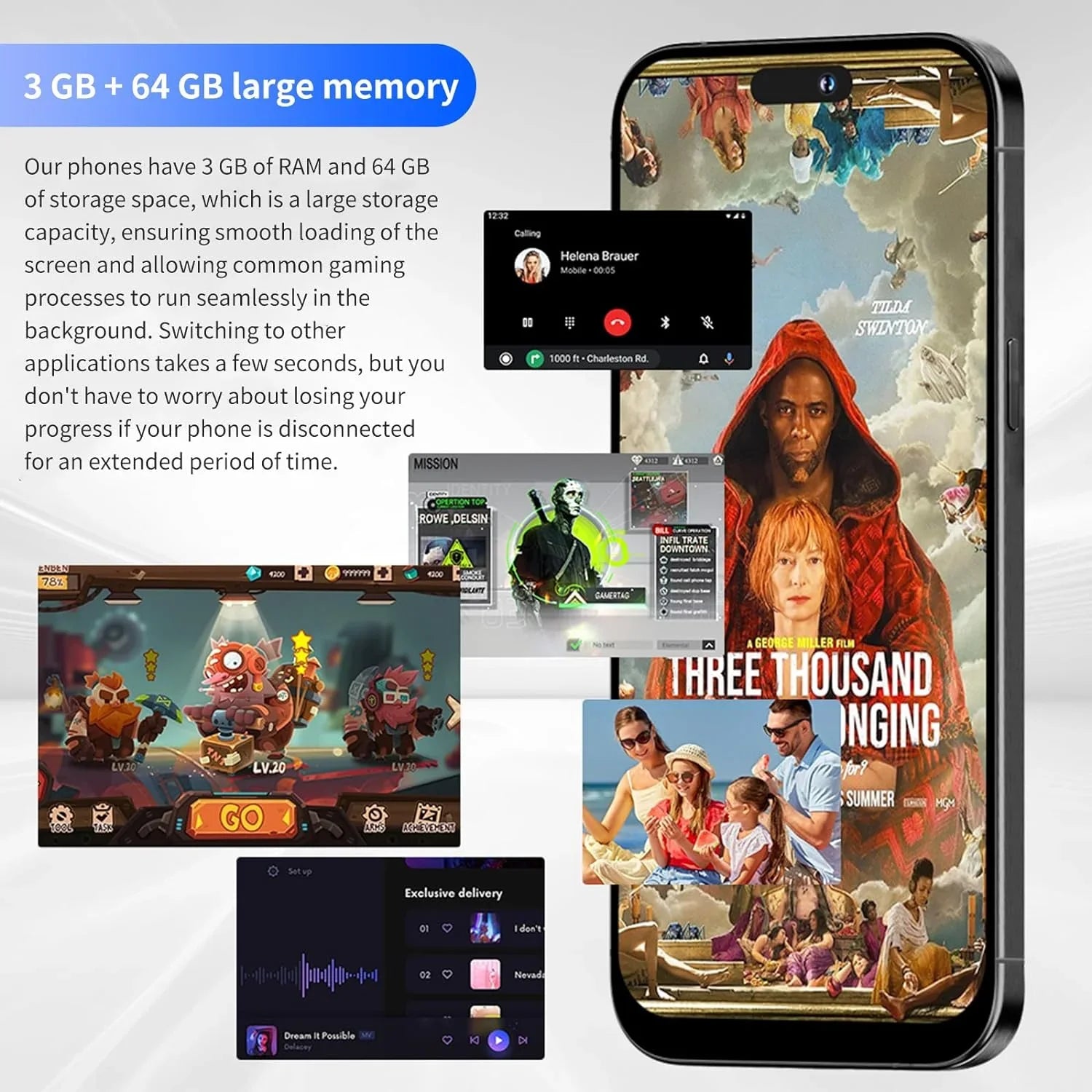 Pro Phones Unlocked Support High-Definition Smartphones Dual-SIM Battery C15 Android Cell Large 3000mAh Large-Capacity Phone (Black,3+32G) AI Phone Screen 6.61in Smartphone Max