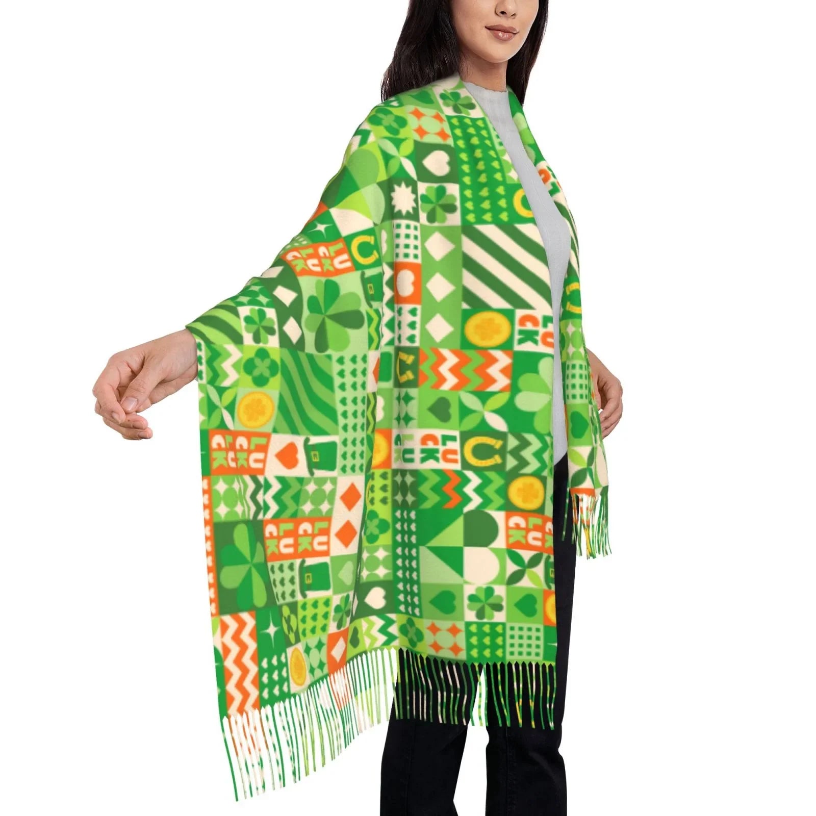 Art Shawl Wrap Scarf Patrick's Scarves Cashmere Gifts- Feel St Soft Elegant For Warm Bingfone Winter Day6 Print Large Women