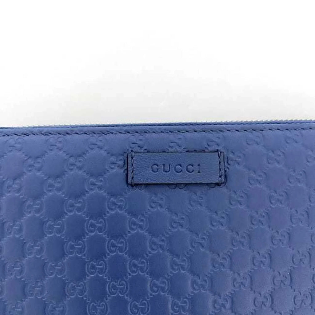 (Like Long 449391 Round Gucci Pre-Owned New) Leather Wallet GG GUCCI Navy Microsima