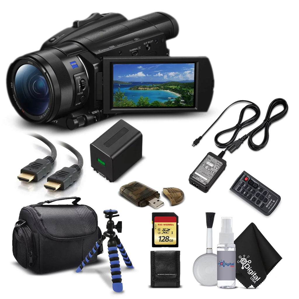 FDR-AX700 + Memory 128GB + Case Handycam with Card Sony Camcorder More HD Video - Carrying and Cable HDMI 4K Camera Star