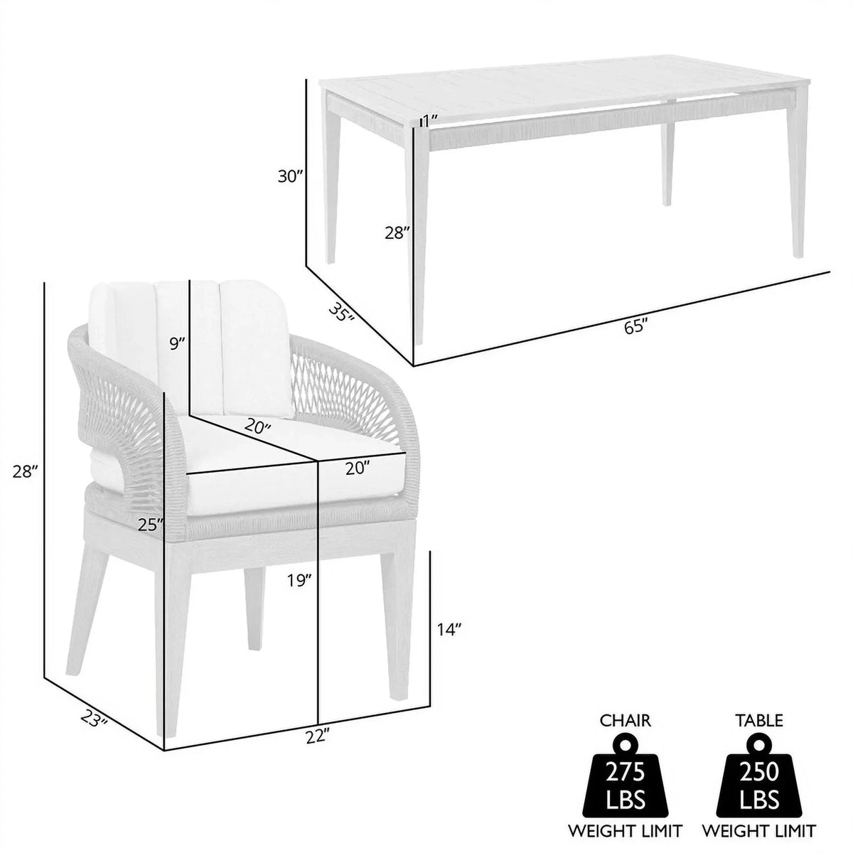Glendora in Edge Eucalyptus Piece 7 Live Set Beckham Rope Dining and Outdoor