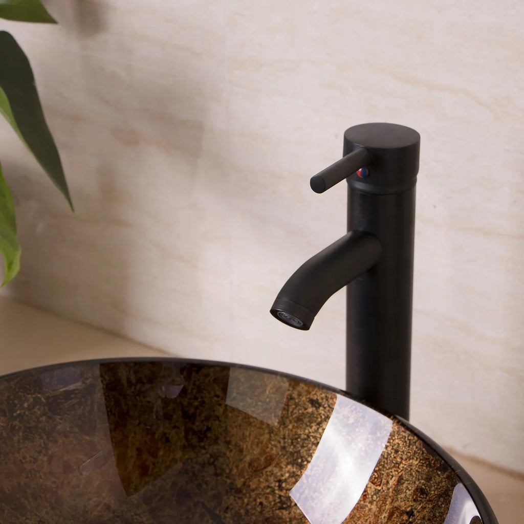 with Drain Sink Wonline Glass Sink Up Vessel Come Tempered ORB Wash Artistic Combo Pop Set,