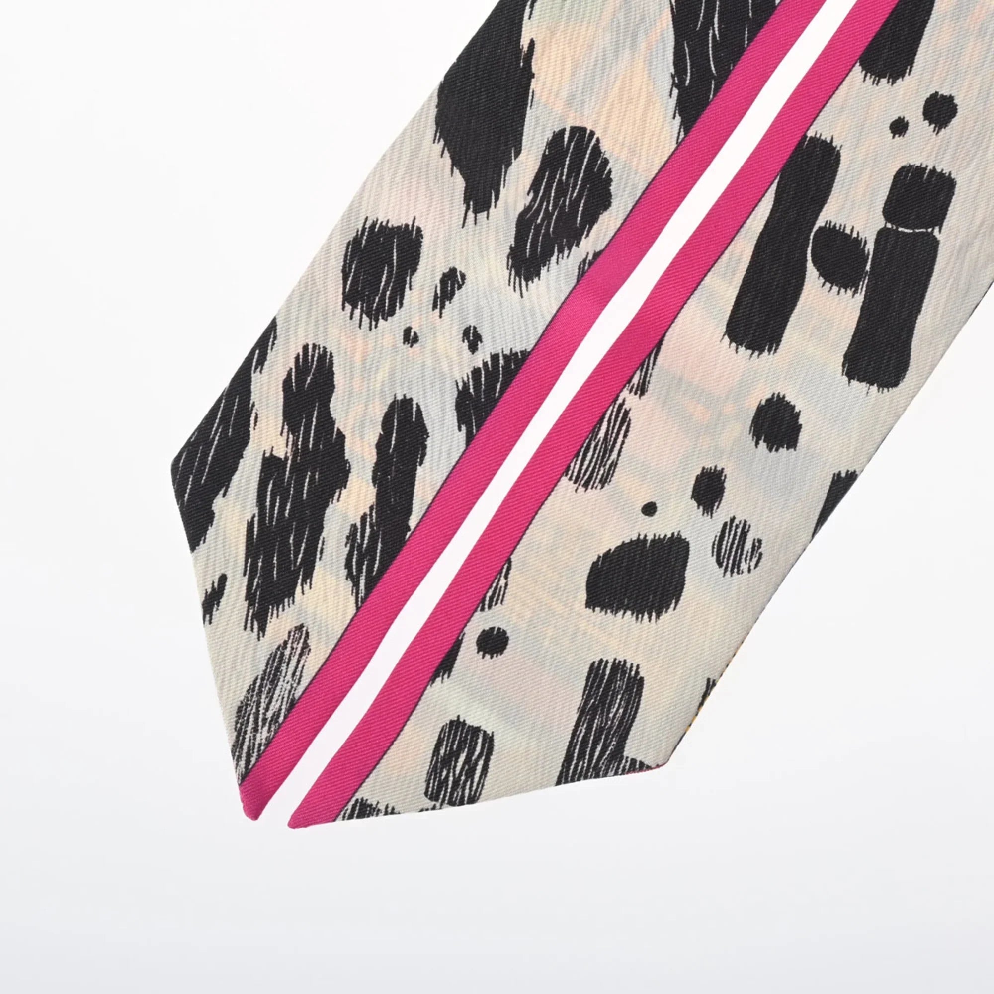 (Good) Tag Muffler PELAGES Old HERMES - Women's Grey/Black/Multicolor Scarf ET Silk 100% CAMOUFLAGE Twilly Pre-Owned