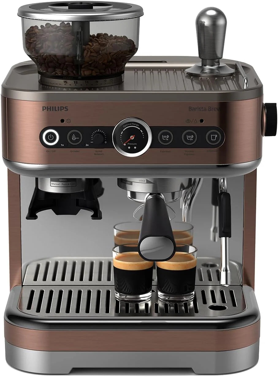 Półautomatyczny Ekspres Do Kawy Philips Barista Brew - Pojedyncze I Podwójne Espresso + Przycisk Americano, Podwójny Pojemnik Na Kawę Ziarnistą, Kalib