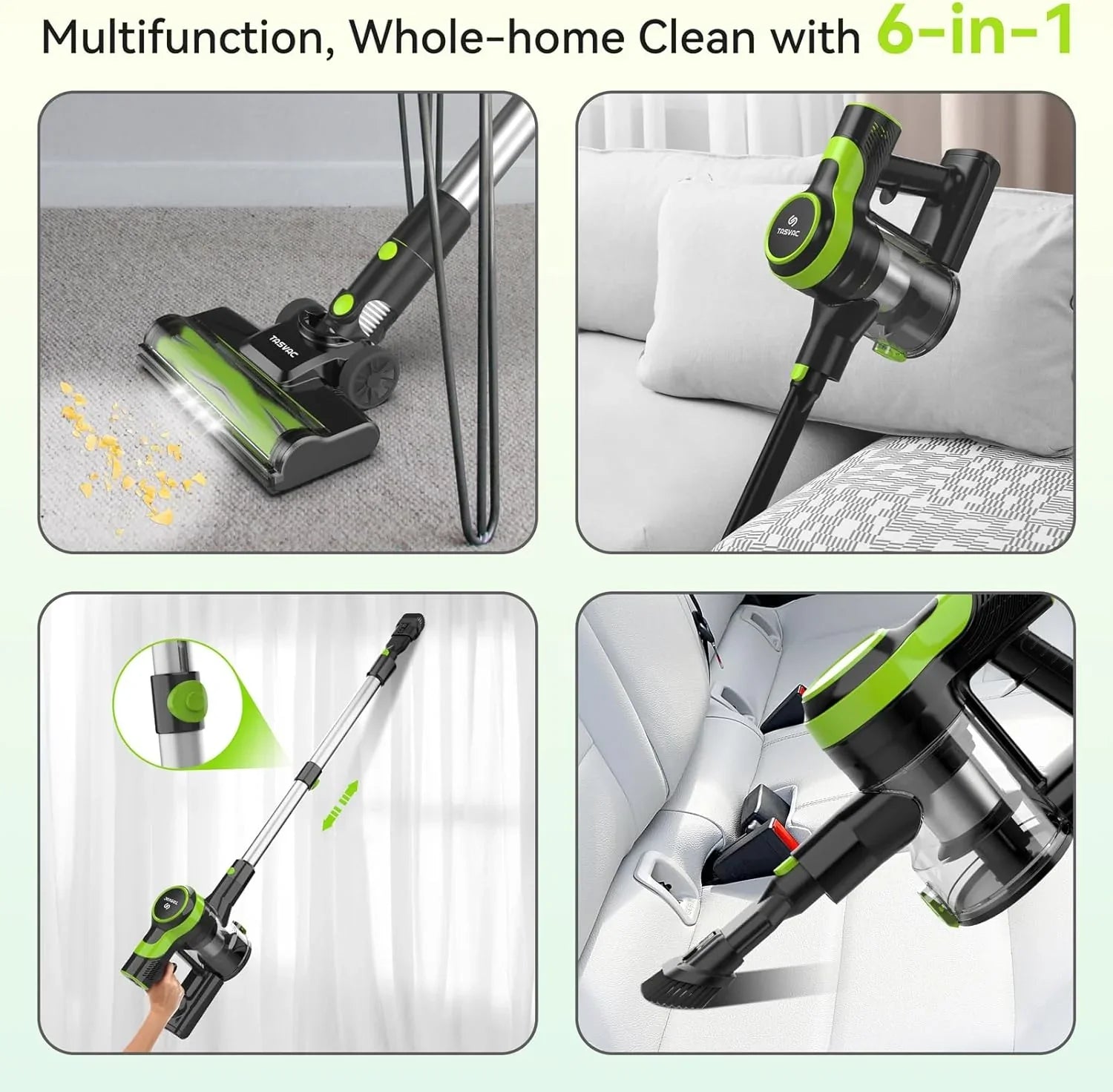 Carpet Up Powerful Cordless Floor Stick 6-in-1 Cordless Vacuum 45 Lightweight for Home Vacuum Cleaner 2200m-A-h Vacuum Hair Cleaner, Battery Vacuum and Rechargeable 28KPa Mins, Pet Vacuum, to