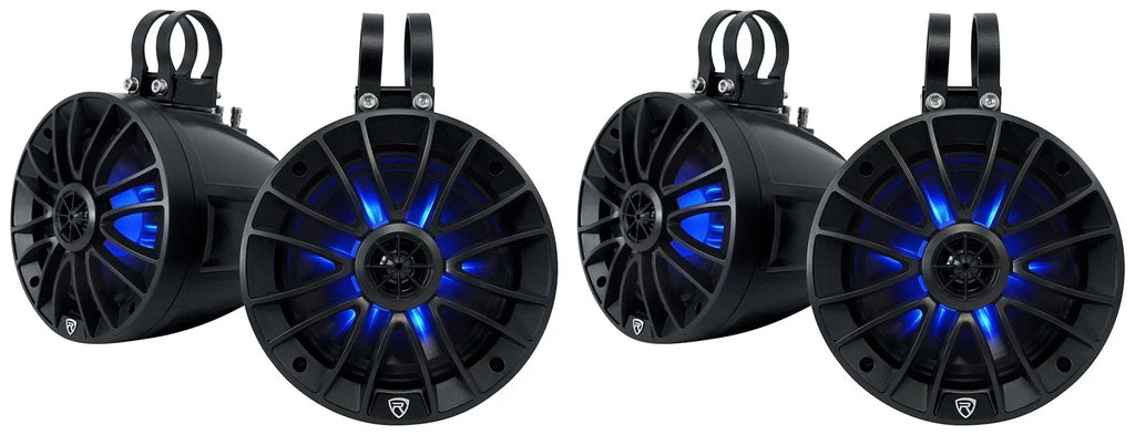 Rockville PT65BR LED 6.5 (4) inch ATV/UTV/RZR Powered For Tower Speakers Bluetooth