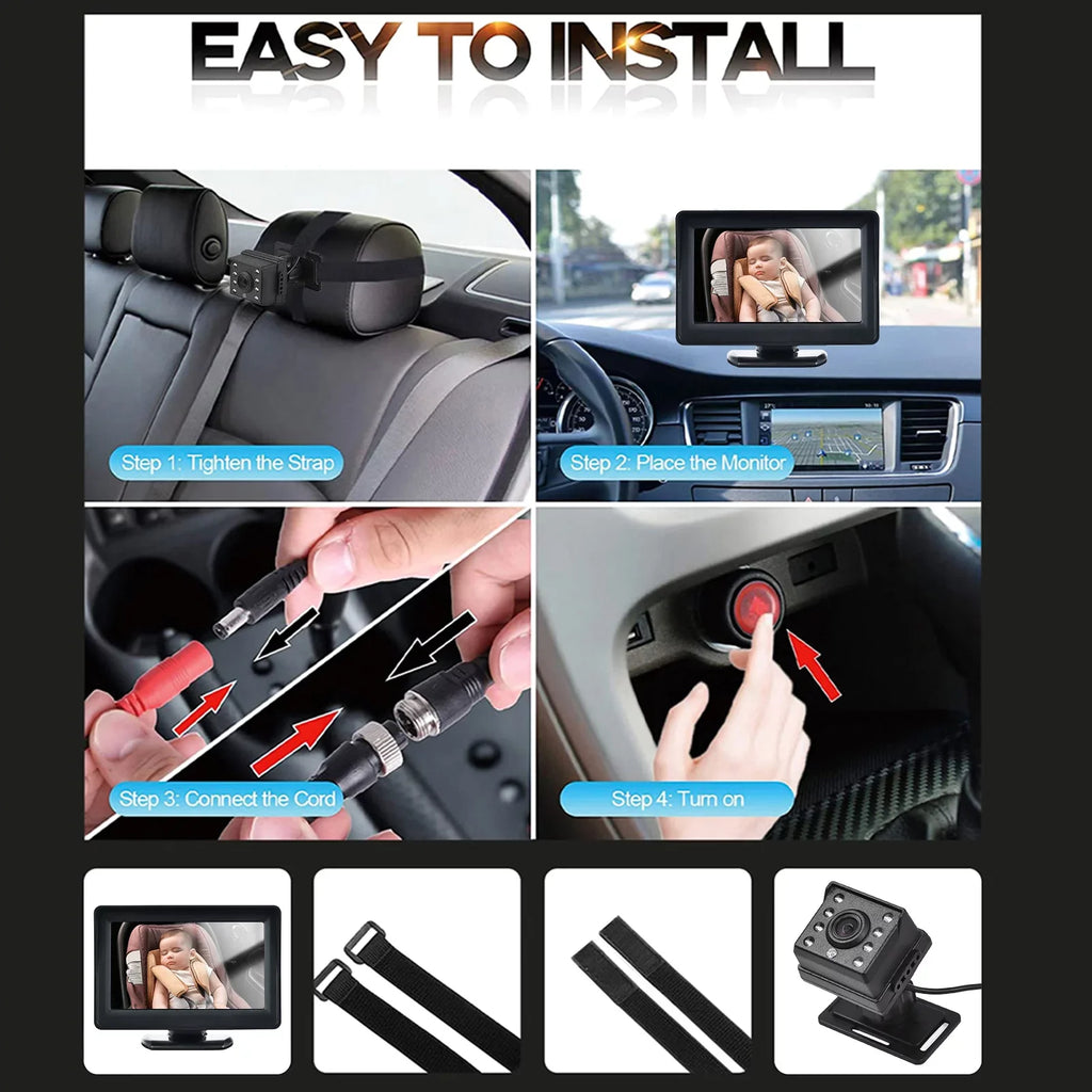Rear Mirror Baby Invigilator,Inch Seat Seat Car Mirror 150° Monitor Monitor Car 1080P Car Baby Car Baby Mirror Baby car Car Baby Wide Seat Baby View Camera Camera Monitor View Pristin Easy Vision