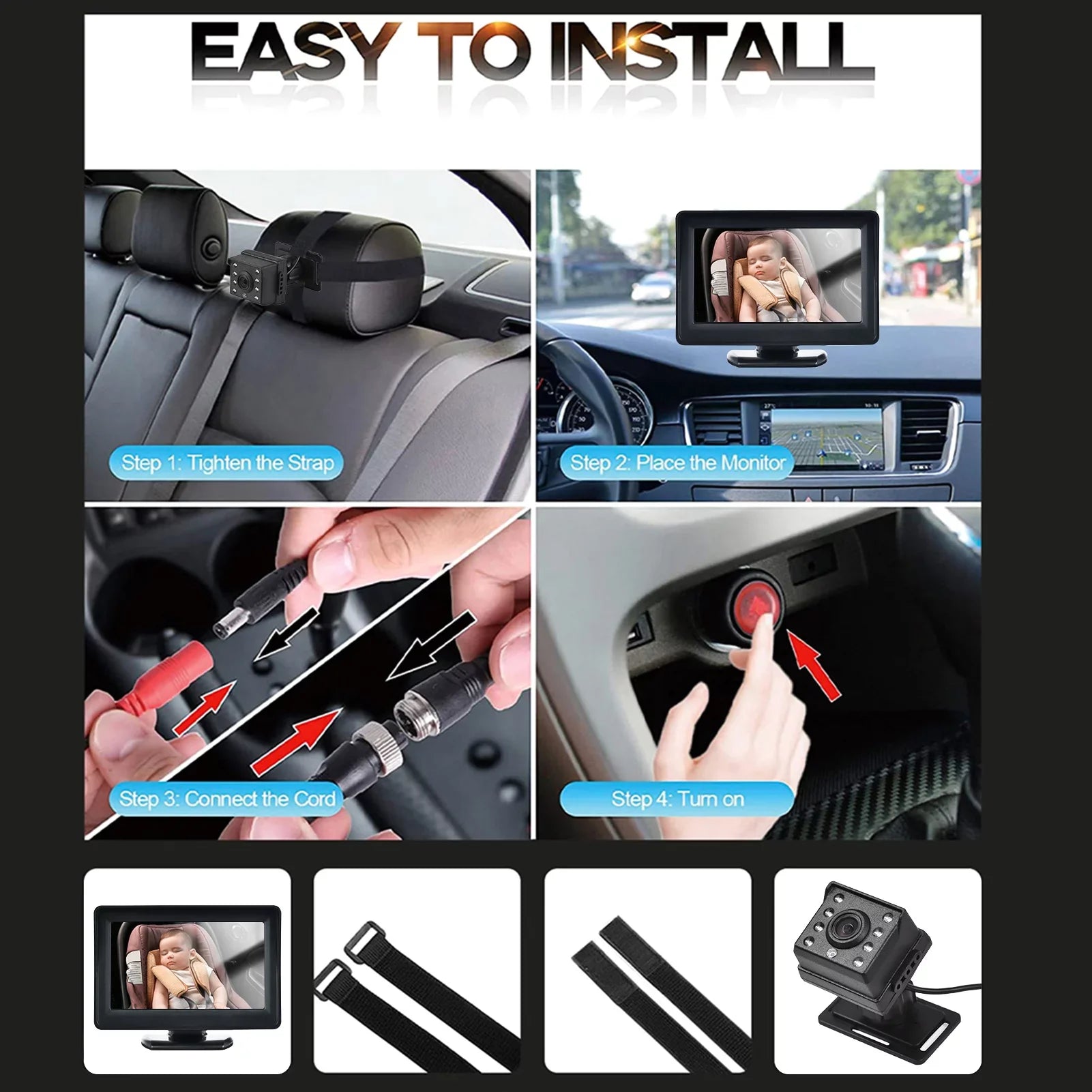 Rear Mirror Baby Invigilator,Inch Seat Seat Car Mirror 150° Monitor Monitor Car 1080P Car Baby Car Baby Mirror Baby car Car Baby Wide Seat Baby View Camera Camera Monitor View Pristin Easy Vision