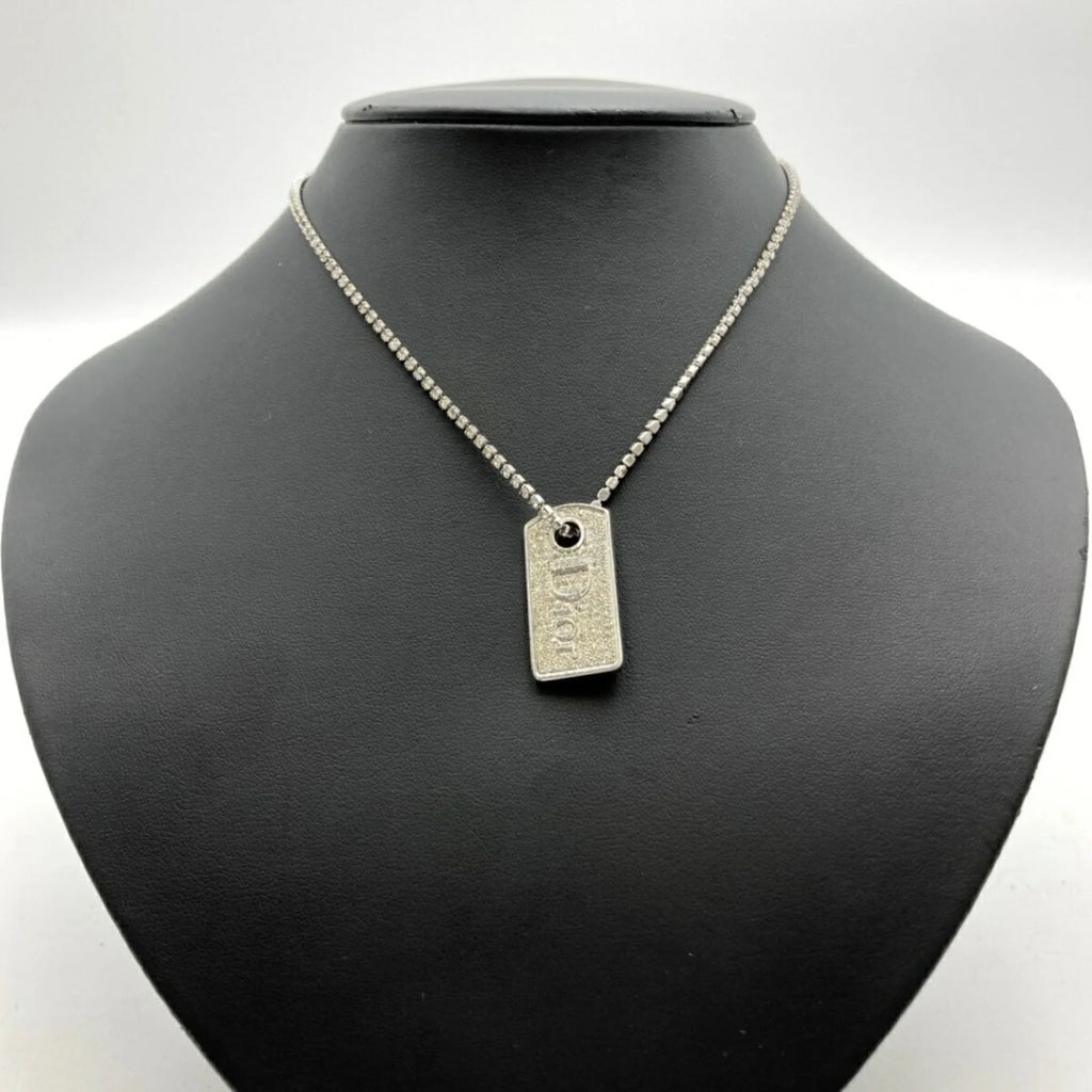 Plate Pre-Owned (Good) Rhinestone Women's IT1TZZH18V36 Color Necklace Christian Silver Dior