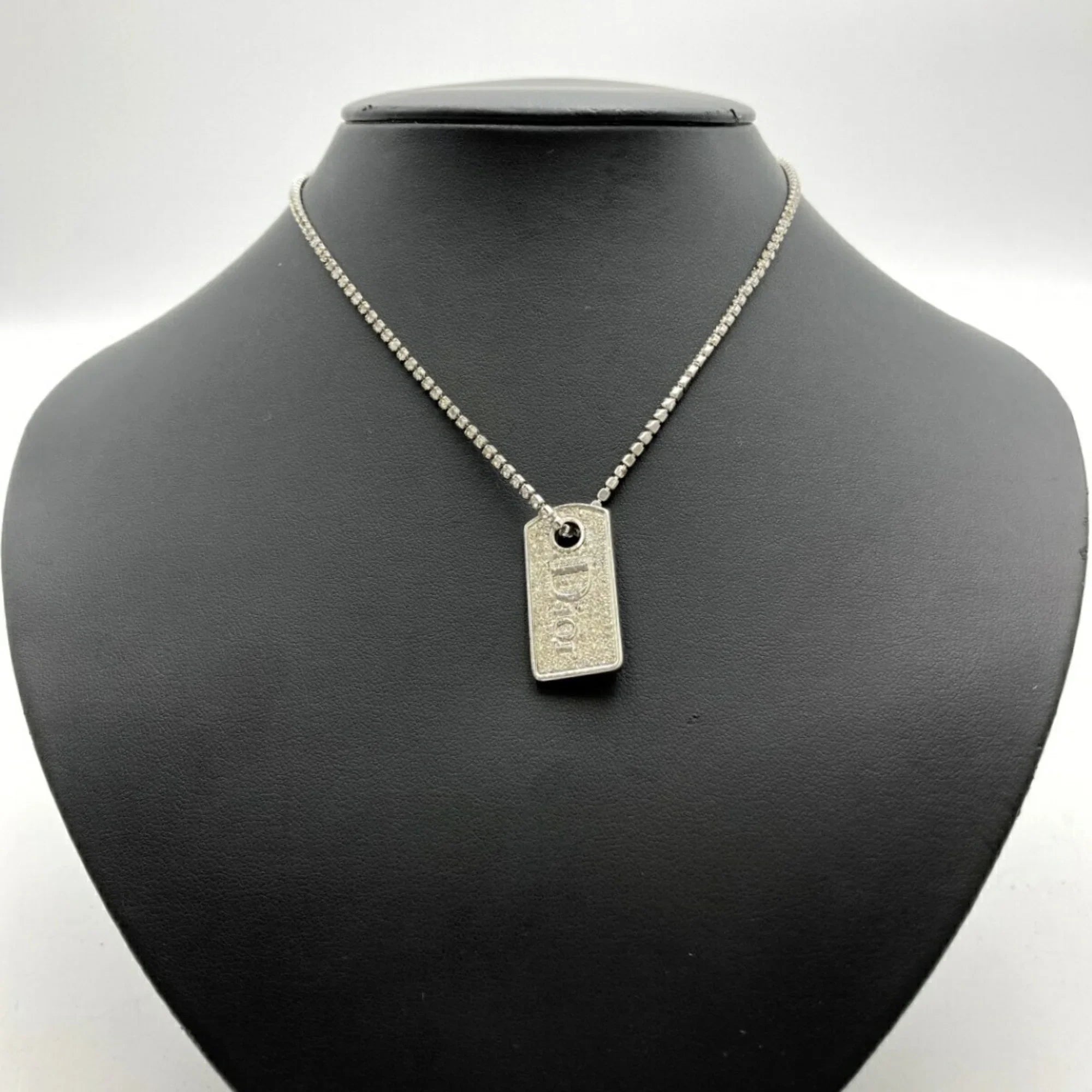 Plate Pre-Owned (Good) Rhinestone Women's IT1TZZH18V36 Color Necklace Christian Silver Dior