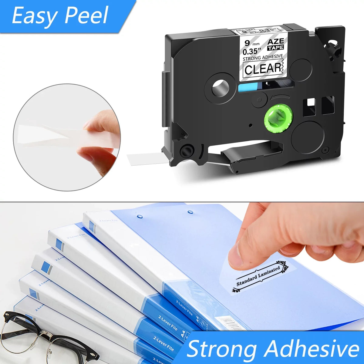 GREENCYCLE use Clear Extra 8 9mm Label TZe-121 0.35'' Label PT-D210 8m Compatible on P-Touch Laminated Strength Pack D400 TZ-S121 TZ-121 Tape Black for TZe-S121 26.2ft in D600 Maker Tapes Brother