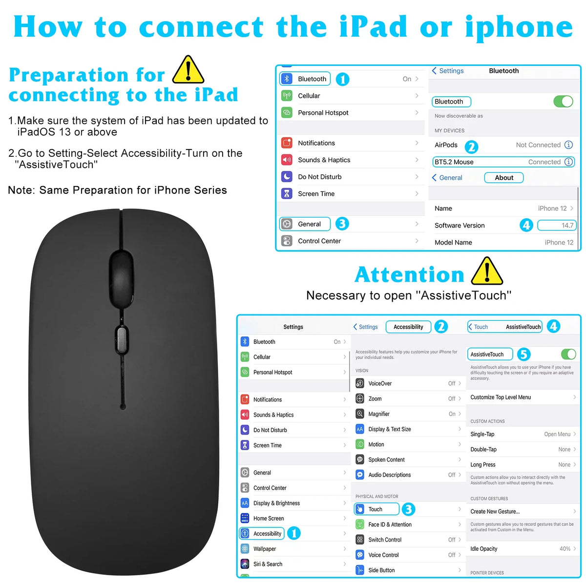 Ultra Bluetooth for 2S and All Combo Black Full-Size Onyx Bluetooth Xiaomi and Slim Keyboard Rechargeable Ergonomic - Mac/Tablet/iPad/PC/Laptop Mi Keyboard Mouse Mouse and Enabled Mix