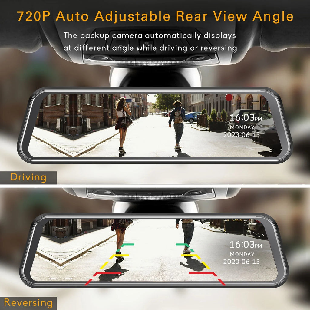 Full Cam 10" Touch G-Sensor Cam Night Front Rear, Assist, TOGUARD Parking Mirror Dash Recording, Loop Screen 1080P and Dash Vision, Car, for