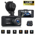 Camera 1080P Dual Dash G-Sensor GPS and Rear Recording IPS TOGUARD Black Camera WDR Loop Cam 3" Dash Car FHD Front