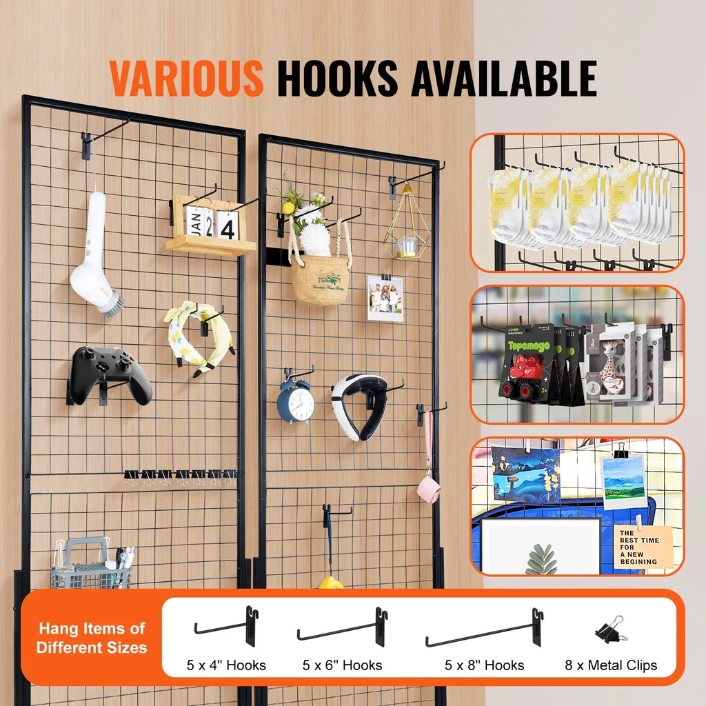 Extra Tower, Clips and for Panels Gridwall BENTISM Gridwall T-Base Grid Wire Display Art Hooks Shows, 2' 2 5.6' Racks Floorstanding, x Panels Packs Wall Double Side Display with Craft Retail with