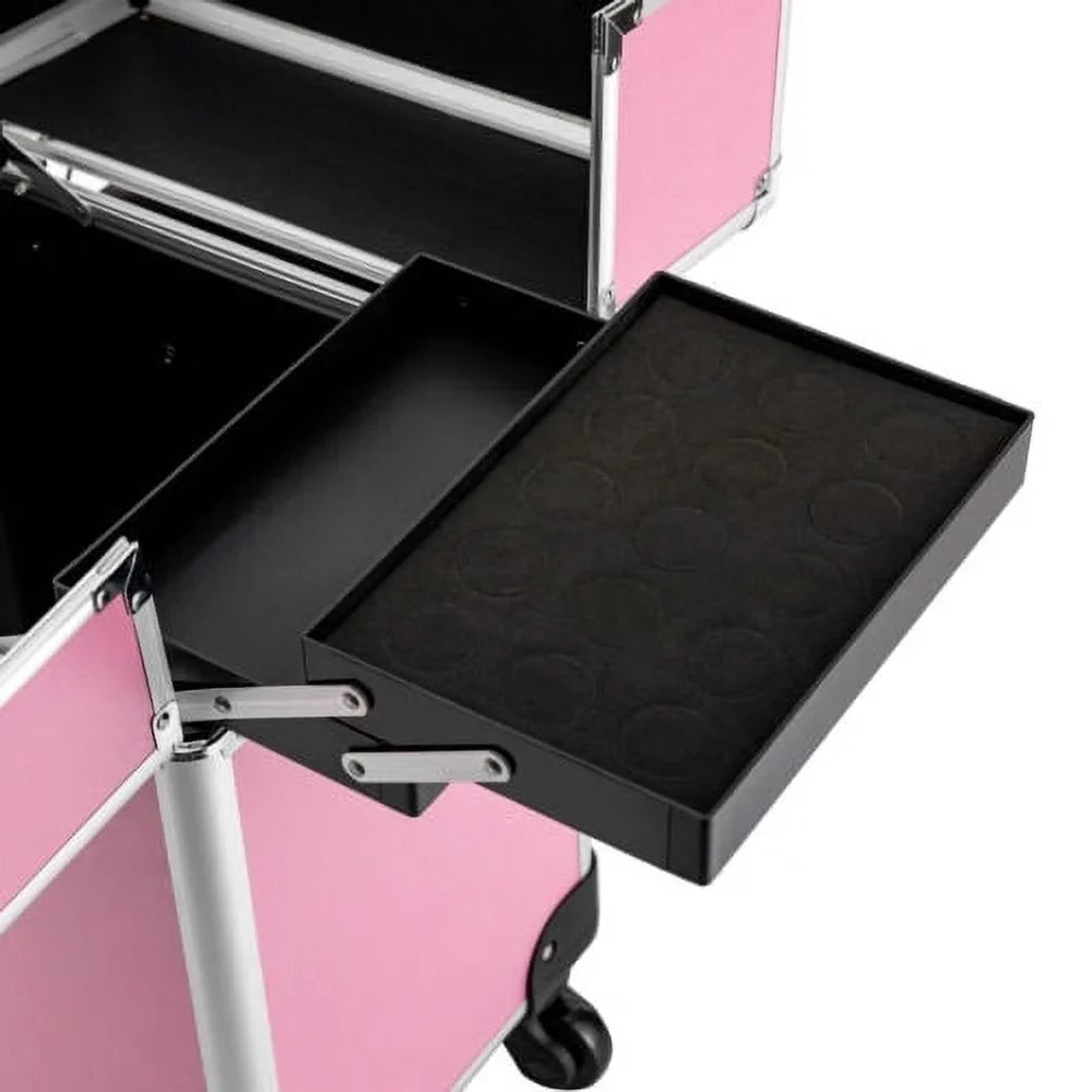 Box Cosmetic Case Rolling Large Space Extendable Trolley Makeup Train Storage