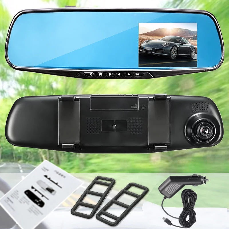 View 2.8" Display Cam Camera Dash Mirror Dvr Rear Hd Lcd Video Screen 1080P Vision Night Recorder