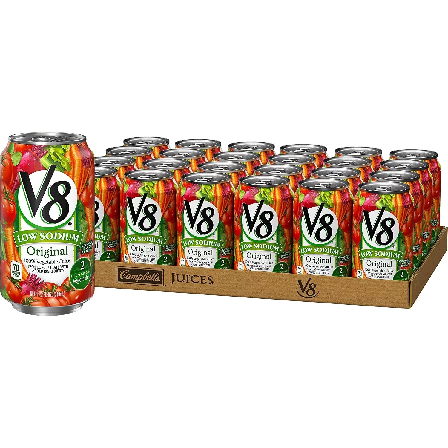 24) Low Original Vegetable V8 Can Of (Pack Juice, 11.5 Oz. Sodium 100%