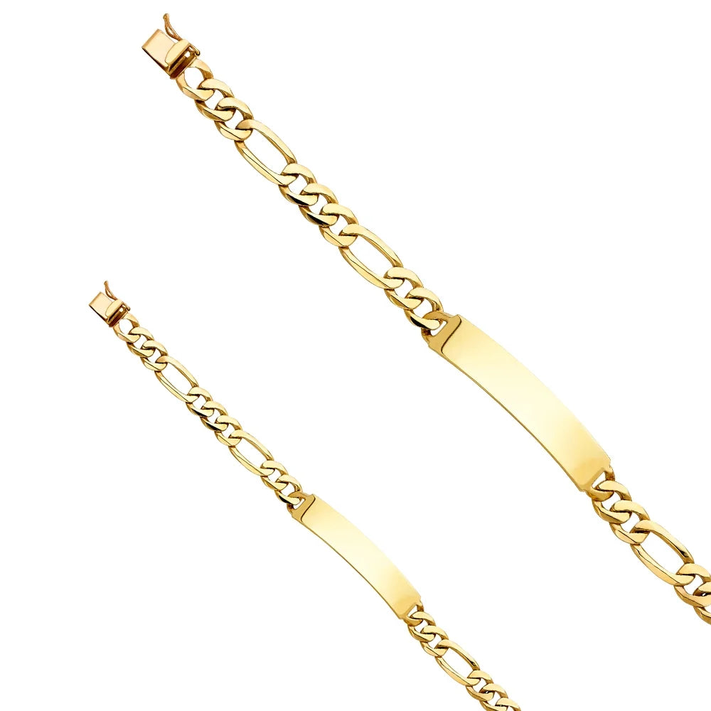 for Gift ID Gold Link Chain for 14k 8" Bracelets 14KY Elegant Yellow Bracelet and Gold Men - Weight Men’s Women Jewelry | | Figaro | 19.7