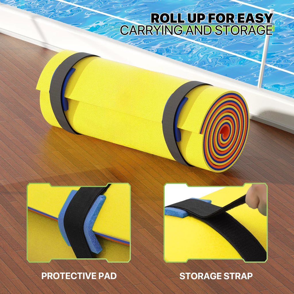 Outdoor Water XPE Water Pad 3' Tear-Resistant Pad Mat, River Lake Foam 3-Layer x Water Floating 9' Activities, Pool Ocean Floating Yellow for Magshion Lily